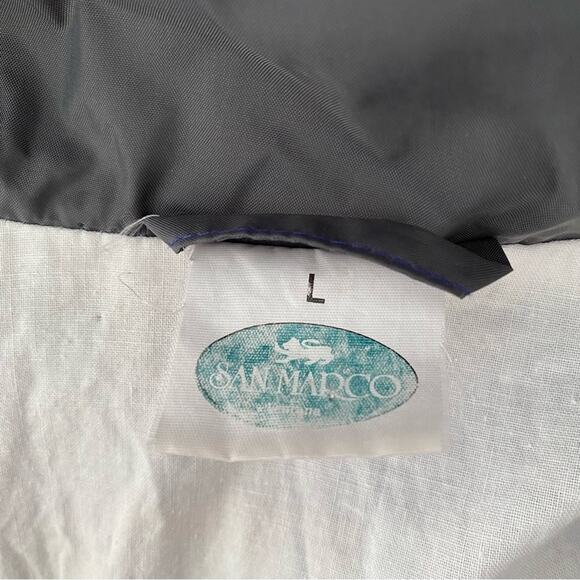 San Marco Vintage Mens Retro Windbreaker Nylon Hood Abstract Large Purple Red - Picture 7 of 8